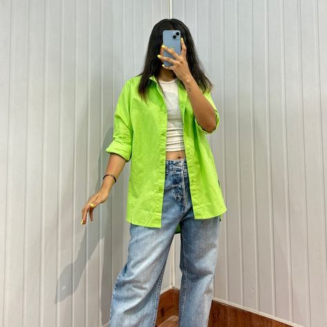 Green Oversized Shirt Bust - Upto 40 Length- 32 Price - ₹450 Free Shipping Dm to book Affordable Clothing Online, Affordable Clothes, Online Clothing Stores, Oversized Shirt, Clothing Store, Casual Outfits, Online Store, Free Shipping, Books