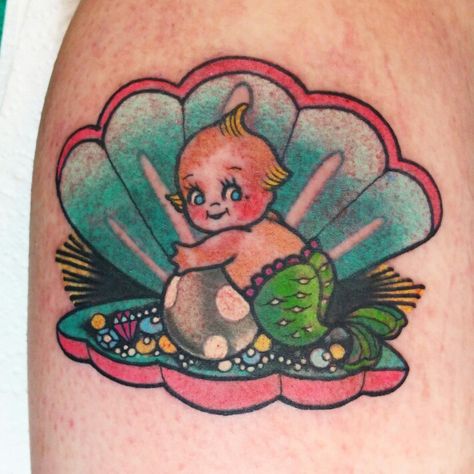 Kewpie mermaid tattoo but with Maggie Simpsons face Mermaid Scales Tattoo, Kewpie Tattoo, Tattoo Nightmares, Pretty Tattoo, Scale Tattoo, Cowgirl Art, Mermaid Tattoo, Kewpie Dolls, Badass Tattoos