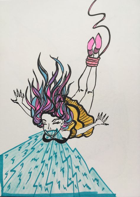 Banshee bungee jumping day13 #mythicalaugust #30daydrawingchallenge Bungee Jumping Drawing, Jumping Drawing, August Activities, 30 Day Drawing Challenge, Bungee Jumping, Mythical Creature, Art Drawings Sketches, Mythical Creatures, Drawing Sketches