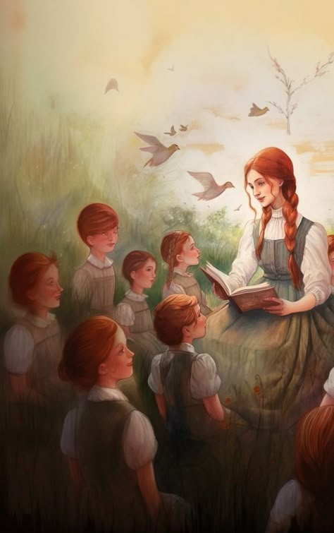 Painting For Teachers Canvases, Anne If Green Gables, Anne With An E Fanart, Anne Of Green Gables Art, Teacher Painting, Teaching Aesthetic, Teacher Drawing, Teacher Wallpaper, Teacher Job