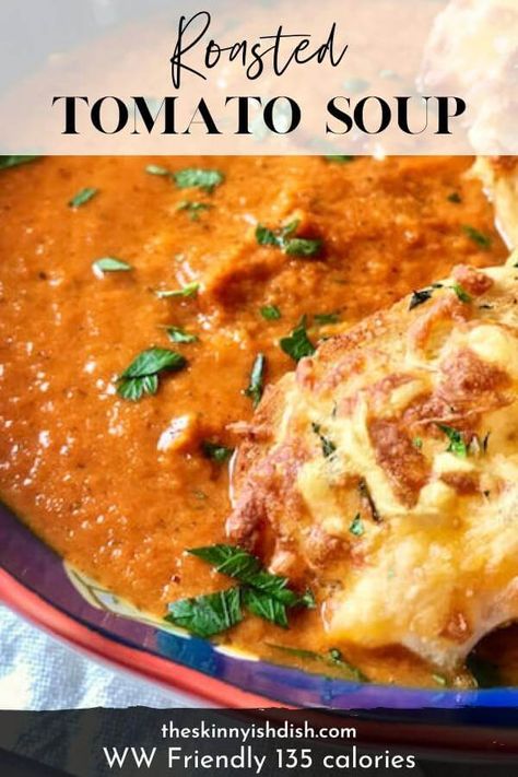 Wife Recipes, Skinnyish Dish, Homemade Tomato Soup Recipe, Garlic Carrots, Homemade Tomato Soup, Light Soups, Tomato Soup Homemade, Tomato Soup Recipe, Roasted Tomato Soup