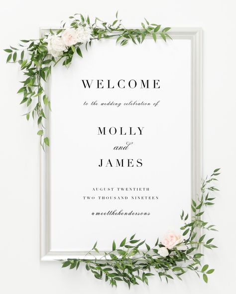 Wedding Welcome Sign, 24x36", 20x30", Portrait or Landscape Welcome Sign With Flowers, Sign With Flowers, Calligraphy Welcome, March Wedding, Welcome Signs, Wedding Welcome Sign, Flowers White, Wedding Welcome Signs, Wedding Guide