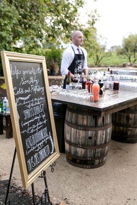 Used Whiskey Barrels, Farm Table Wedding, Wedding Furniture Rental, Whiskey Barrel Bar, Bar Shelving, Wine Barrel Wedding, Winter Gala, Whiskey Barrel Table, Wine Barrel Bar