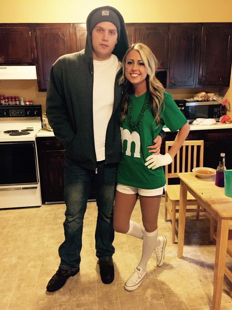 #Eminem and #M&M #Halloween #costumes #msgreen Eminem Costume Halloween, Eminem Costume Girl, Eminem Halloween Costume, Eminem Costume, Eminem Girls, M&m Costume, Rapper Costume, Cartoon Halloween Costumes, Kawaii Clothes Goth