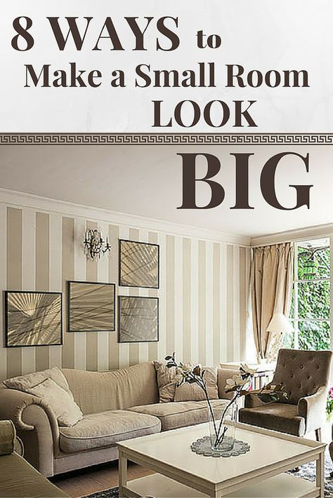 These classic design tricks can make a small room look bigger than it is. Feel the space! Make Small Apartment Look Bigger, How To Make A Small House Feel Bigger, Make Room Look Taller, Paint To Make Room Look Bigger, Small Drawing Room Interior, Small Drawing Room Ideas, Fun Wallpaper Ideas, Redecorate Living Room, Small Room Look Bigger