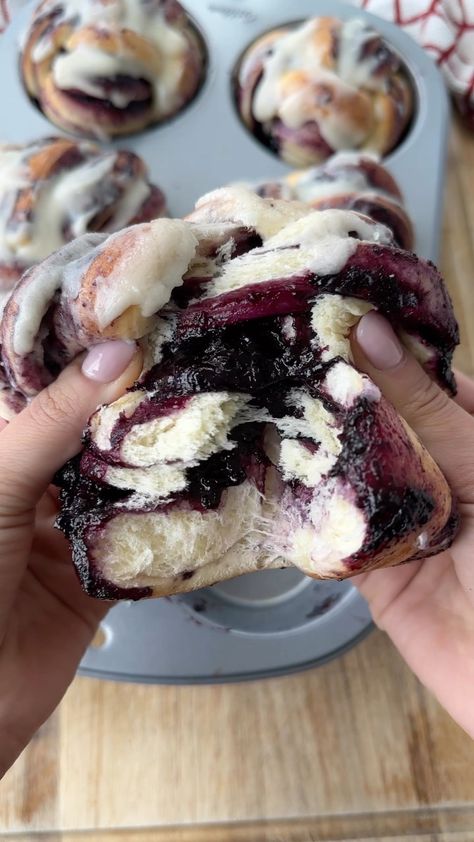 Blueberry Cinnamon Roll Muffins, Jumbo Blueberry Cinnamon Roll Muffins, Huckleberry Cinnamon Rolls, Blueberry Cruffins, Blueberry Rolls, Blueberry Cinnamon Rolls, Brioche Dough, Blueberry Filling, Canned Strawberries