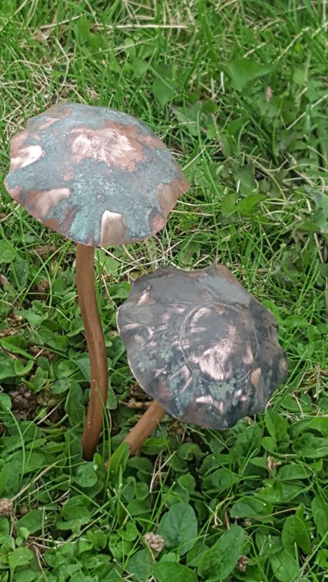 Copper Mushroom, Diy Mushroom, Mushroom Sculpture, Copper Garden, Diy Copper, Copper Diy, Interior Garden, Clever Storage, Garden Diy