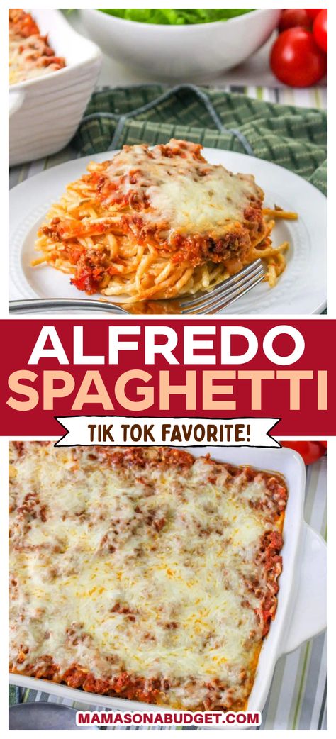 Recipes Using Fettuccine Noodles, What To Do With Leftover Spaghetti Sauce, Fettucini Noodles Recipes, Spaghetti Alfredo Recipes, Leftover Spaghetti Recipes, Leftover Spaghetti Recipe, Recipes With Spaghetti Noodles, Leftover Spaghetti Noodles, Tiktok Spaghetti