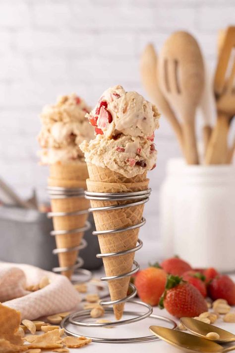 Bring back the taste of childhood with this simple no-churn Peanut Butter and Jelly Ice Cream recipe. With just a few ingredients and no fancy equipment needed, you can whip up a batch of this delightful ice cream that balances the richness of peanut butter with the sweet tang of jelly. This easy recipe requires no ice cream machine. It uses everyday kitchen essentials to create a comforting and exciting dessert, with every spoonful reminding you of your favorite childhood flavors. Ice Cream Recipe No Churn, Make Your Own Peanut Butter, Jelly Ice Cream, Snickers Ice Cream, Chocolate Peanut Butter Brownies, Easy Ice Cream Recipe, Peanut Butter Mousse, Peanut Recipes, Strawberry Jelly