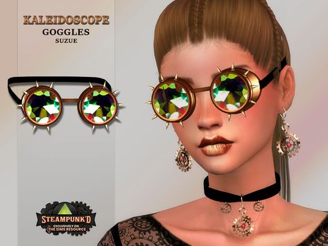 The Sims Resource - Steampunked Kaleidoscope Goggles Sims 4 Steampunk Cc, Elf Ears, Sims 4 Mods Clothes, Sims4 Cc, Diamond Choker, Sims 4 Cas, Lovely Tops, Cc Finds, Sims Mods