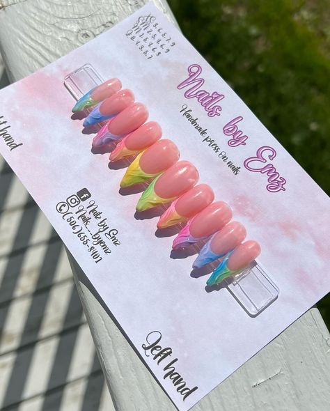 💐Pastel Gradient Nails💐 Size: Sm (2, 5, 4, 6, 9) Shape/Length: Long Stiletto Packaging contents: instructions on how to put on your press on nails for long lasting wear, nail file, buffer, wooden cuticle pusher, alcohol wipe and nail glue. Price: 35$ CAD + 5$ Shipping 💌PM if interested in buying these! 📍Local delivery available • • #nailart #nails #nailsofinstagram #nail #press #pressonnails #pressons #pressonnailsforsale #foryou #forsale #naildesign #nailartist #smallbusiness #sma... Nails Size, Long Stiletto, Pastel Gradient, Gradient Nails, Cuticle Pusher, Nail Glue, Nail Sizes, Nail File, Nail Artist