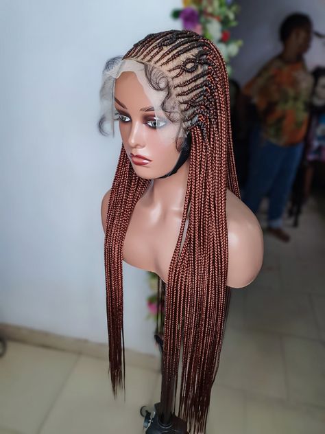 Box Braid Wig, Cornrow Braid Wig, Ghana Weave, Lace Front Wig, Braid Wig, Jet Black, Dark Brown, Light Brown by SereneAfrica on Etsy Weave Braid, Braid Wigs, Braid Wig, Wig For Black Women, Box Braid Wig, Braided Wigs, Box Braid, Braided Wig, Cornrows Braids