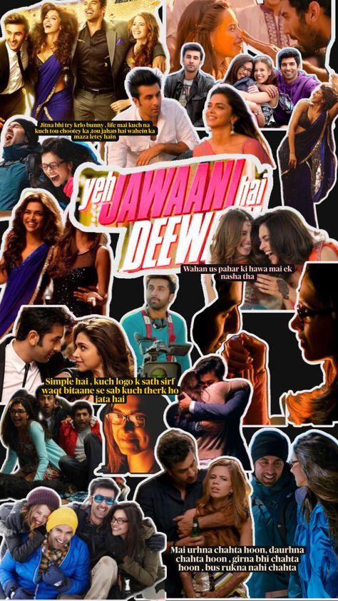 comfort movie Yjhd Quotes, Yeh Jawaani Hai Deewani, Ok Jaanu, Comfort Movie, Vintage Bollywood Aesthetic, 90s Bollywood Aesthetic, Pretty Movie, Cute Birthday Pictures, Party Songs