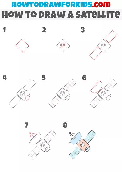 How To Draw A Satellite, Satelite Drawings, How To Draw Saturn, Spacecraft Drawing, Satellite Drawing, Satellite Art, Artificial Satellite, Stellar Vbs, Sketching Tips