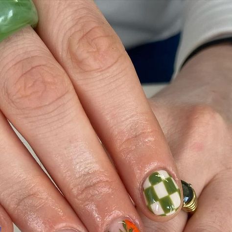 Bethan Claire ☼ Nail Artist on Instagram: "A gardener’s mix + match for Anna 🌼  We went for nasturtiums as the focal point, surrounded by the earthy khaki green and cornflower blue 🌿💙 Anna is a keen gardener and I feel like this set really shows that! 🪴  🌿 Natural handcare by @birdflower.botanicals (my mama’s business, all natural aromatherapy)  💅 BIAB and colours by @the_gelbottle_inc   💙 Prepped using @officialnavyprotools   . . . . . . .  #nailartisart #manchesternailart #manchesternailartist #nailartmanchester #nailartistmanchester #nailart #gelbottlemanchester #dortanailart #handpaintednailart #biabmanchester #gelnailart #gelnailartmanchester" Claire's Nails, Natural Aromatherapy, Painted Nail Art, Gel Nail Art, Hand Care, Cornflower Blue, Khaki Green, Nail Artist, Keratin