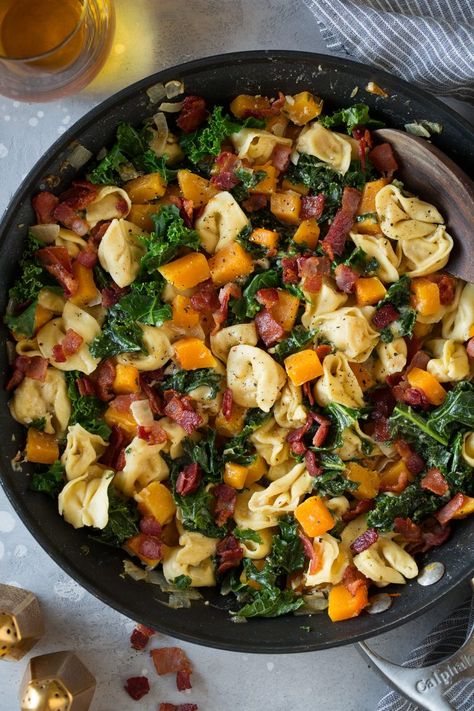 Butternut Squash Gratin, Butternut Squash Kale, Tortellini Recipe, Creamy Tortellini, Tortellini Bake, Butternut Squash Pasta, Squash Pasta, Tortellini Recipes, Pasta Carbonara