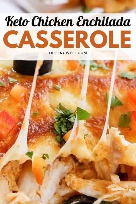 Delicious Keto Chicken Enchilada Casserole Recipe | Anti-Inflammatory Foods to Avoid for Inflammation | Healthy Keto Casserole | Low Carb Enchilada Bake | Gluten-Free Chicken Casserole | Anti-Inflammatory Diet Recipes Keto Chicken Enchilada Casserole, Gluten Free Chicken Casserole, Casserole Low Carb, Low Carb Enchiladas, Chicken Enchilada Casserole Recipe, Enchilada Bake, Anti Inflammation Recipes, Enchilada Casserole Recipes, Low Carb Casseroles