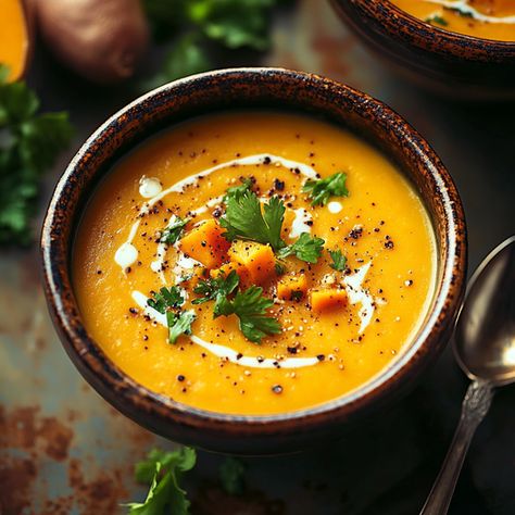 Spicy Butternut Squash Sweet Potato Soup - recipes Spicy Butternut Squash Soup Recipes, Butternut Squash And Sweet Potato Soup Recipes, Butternut Sweet Potato Soup, Butternut Squash And Sweet Potato Soup, Butternut Squash Sweet Potato Recipes, Butternut Squash Sweet Potato Soup, Squash Sweet Potato Soup, Spicy Sweet Potato Soup, Butternut Squash Sweet Potato