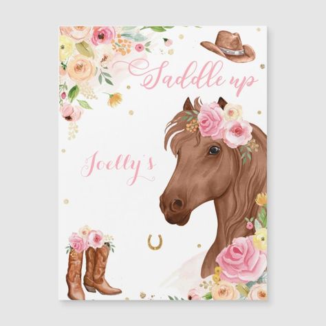 Create your own Magnetic Card | Zazzle.com Horse Birthday Invitations Free, Girl Horse Birthday Party, Birthday Party Cowgirl, Horse Birthday Party Invitations, Cowgirl Birthday Party Invitations, Digital Invitations Birthday, Cowgirl Invitations, Horse Invitations, Horse Birthday Party