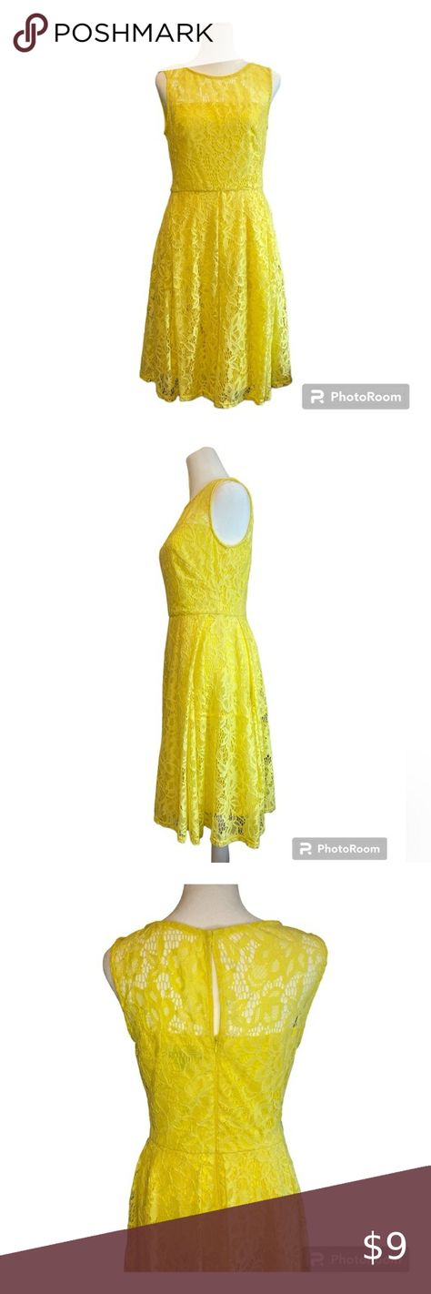 Yellow Roz and Ali eyelet & lace Midi dress - size 4 - NWOT Eyelet Lace Dress, Dress Vacation, Vacation Dress, Lace Midi, Vacation Dresses, Spring Summer Dress, Lace Midi Dress, Eyelet Lace, Lace Design