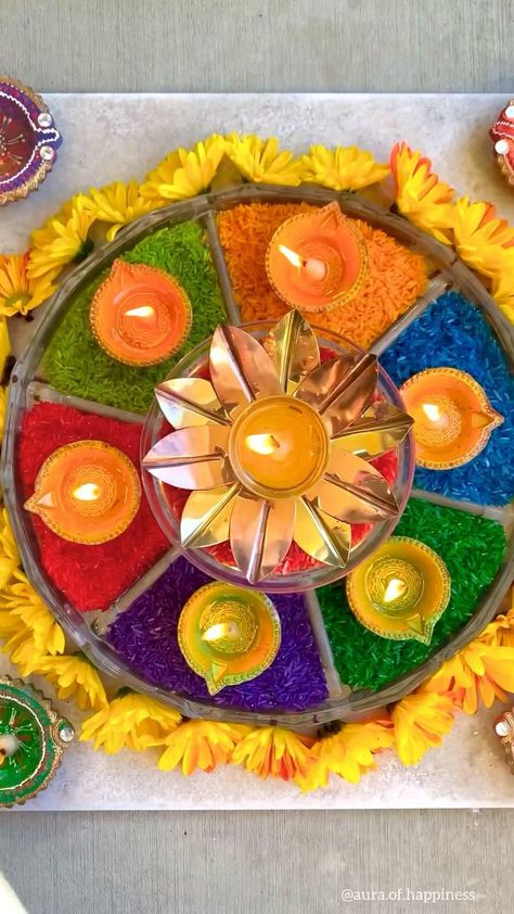 Diy Flower Decorations, Simple And Easy Rangoli, Thali Decoration Ideas, Rangoli Designs Simple Diwali, Diy Floral Decor, Janmashtami Decoration, Diwali Decorations At Home, Diwali Decoration Items, Housewarming Decorations