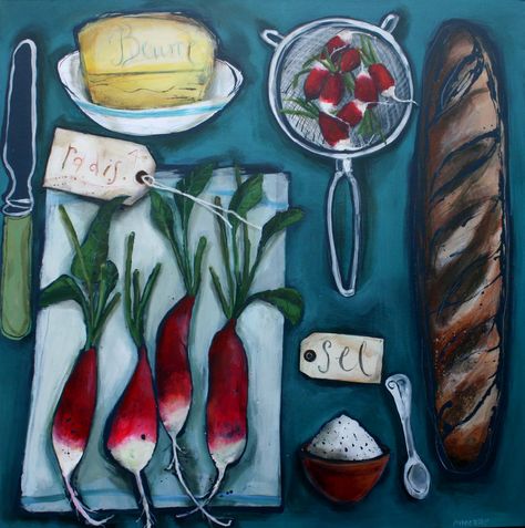 Jenny Muncaster Winchester Hampshire, Uk Food, Hampshire Uk, Food Artwork, David Hockney, Retro Recipes, Painting Still Life, Radishes, Kitchen Prints