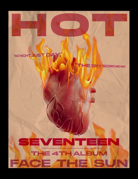 Hot Seventeen Album Cover, Hot Seventeen Lyrics, Seventeen Hot Wallpaper, Seventeen Poster Aesthetic, Seventeen Printable, Hot Seventeen, Seventeen Poster, Seventeen Art, Seventeen Song