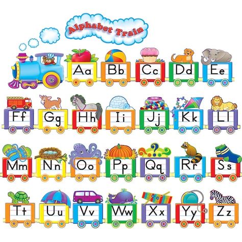 Alphabet Train Printable, Train Bulletin Boards, Alphabet Chart Printable, Aktiviti Prasekolah, Alphabet Train, Summer Bulletin Boards, خريطة ذهنية, Alphabet Charts, Bulletin Board Sets