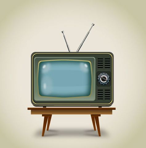 Tv Old Vintage Tv, World Television Day, Old Television, Cartoon Building, Tv Vintage, Adobe Illustrator Graphic Design, Vintage Television, Tv Sets, Adobe Illustrator Tutorials