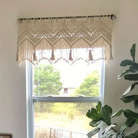 Boho Window Treatments, Macrame Valance, Boho Valances, Cortina Boho, Rideaux Boho, Geometric Headboard, Cortinas Boho, Macrame Headboard, Bohemian Wall Hanging