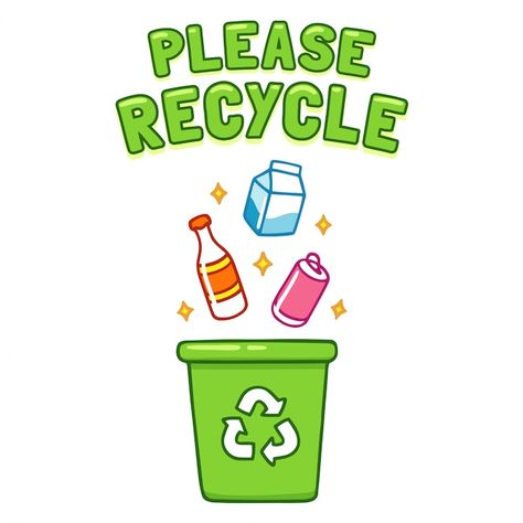 Please recycle poster | Premium Vector #Freepik #vector #trash-bin #garbage-bin #garbage-can #garbage