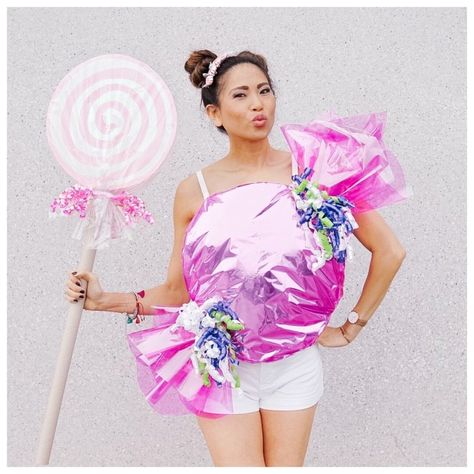 DIY CANDY COSTUME – All Style Life Diy Candy Costume, Lollipop Costume, Candy Land Costumes, Candy Halloween Costumes, Cotton Candy Costume, Karneval Diy, Candy Costume, Candy Costumes, Candy Dress