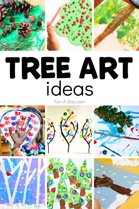 Tree Art For Preschoolers, What Lives In Trees Preschool, Pre K Tree Activities, Tree Art Activities Preschool, Trees Theme Preschool, Preschool Tree Art, Preschool Tree Study, Trees Activities Preschool, Tree Study Preschool Activities