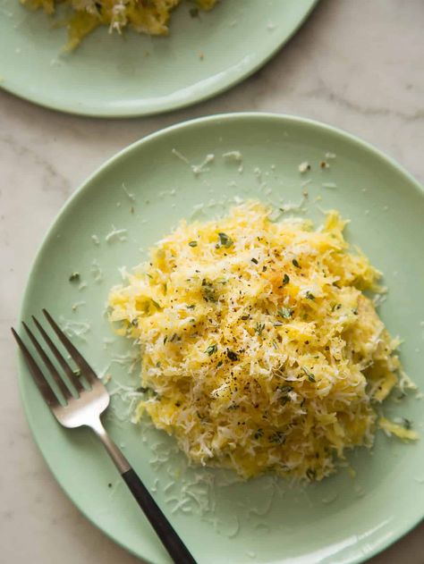 Spaghetti Squash with a Goat Cheese and Garlic Sauce Goat Cheese Stuffed Chicken, Spoon Fork Bacon, Garlic Cream Sauce, Roasted Root Vegetables, Spaghetti Squash Recipes, A Goat, Paleo Dinner, Spoon Fork, Garlic Sauce