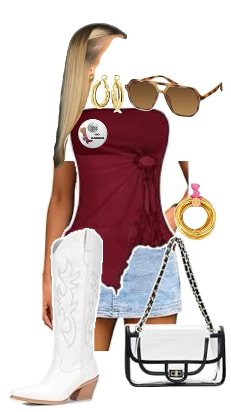 Usc Gameday Outfit, Aggie Gameday Outfit, Rush Week Outfits, Chic Black Outfits, College Gameday Outfits, Gameday Outfits, Rush Week, M&m Game, Concert Fits