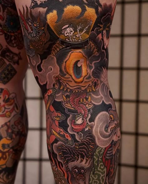 Ukiyoe Tattoo, Frog Samurai, Korea Tattoo, Oni Tattoo, Japanese Yokai, Irezumi Tattoos, Traditional Japanese Tattoos, Japanese Sleeve Tattoos, Japanese Tattoo Designs