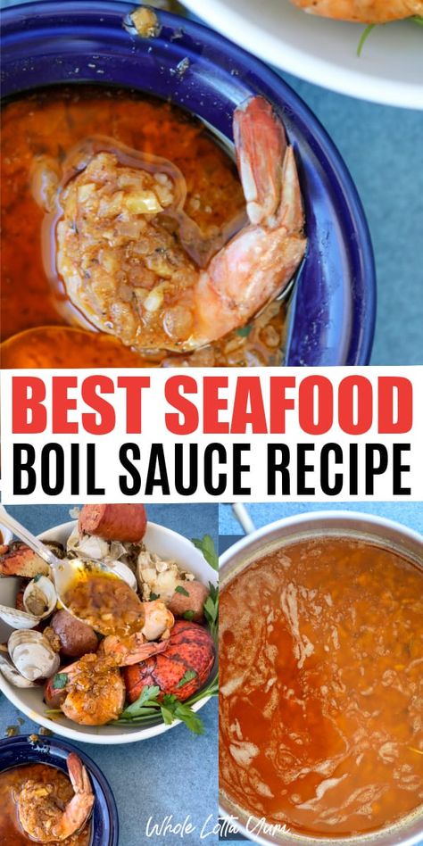 Seafood Boil Bag Sauce, Best Seafood Boil Sauce, Cajun Butter Sauce For Seafood, Seafood Boil Sauce Recipe, Boil Sauce Recipe, Seafood Sausage, Cajun Butter Sauce, Sauce For Seafood, Bag Meals