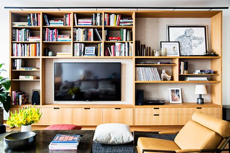 Built In Shelves Living Room, Soho Loft, Design Salon, Curtains Living, Loft Design, Real Estate Development, New Wall, Tv Wall, Curtains Living Room