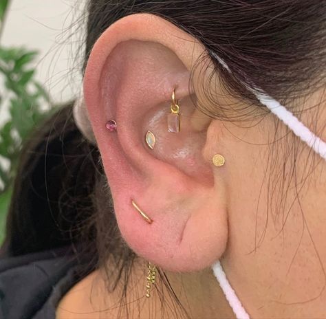 Small Daith Hoop, 2023 Piercings, Ears Piercing, Orbital Piercing, Daith Hoop, Curated Ear, Bubble Painting, Indie Jewelry, Piercing Ideas