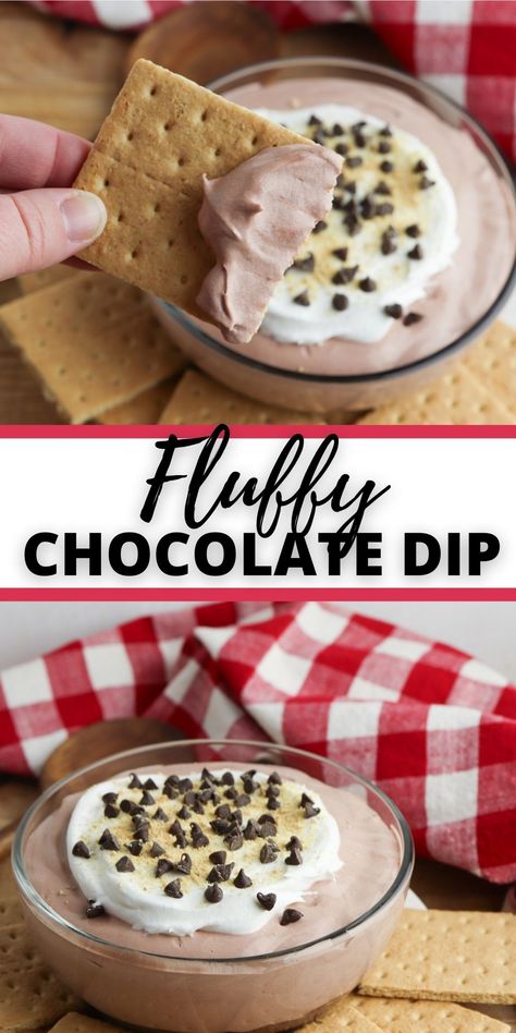 This Fluffy Chocolate Dip is like a deconstructed chocolate cream pie. It makes for the perfect chocolate dip for fruit and cookies! Chocolate Pudding Dip, Dark Chocolate Dip, Chocolate Dip For Cookies, Easy Chocolate Dip, Chocolate Cookie Dough Dip, How To Dip Cookies In Melted Chocolate, Dessert Dip, Chocolate Dip Recipe, Chocolate Chip Dip