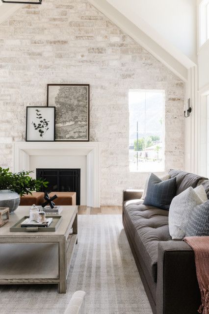 English Tudor - Transitional - Salt Lake City - by Remedy Design Firm | Houzz Stone Accent Wall, Hamptons Style Homes, Stone Accent Walls, Living Room Built Ins, Miller Homes, English Tudor, Accent Walls In Living Room, Room Goals, Parade Of Homes