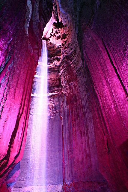 Lost Falls - Ruby Falls-Chattanooga, Tennessee. underground waterfall is the world's tallest and deepest fall, located inside Lookout Mountain.. beautiful Ruby Falls Tennessee, Underground Waterfall, Ruby Falls, Lookout Mountain, Chattanooga Tennessee, The Cave, Camping Ideas, Sci Fi Fantasy, Antelope Canyon