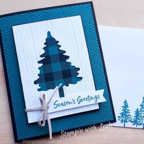 Buffalo Plaid Christmas Cards Handmade, Buffalo Check Christmas Cards, Christmas Card Making Ideas Inspiration, Stamped Cards Ideas, Christmas Tree Cards Handmade, Christmas Crafts Decor, Christmas Craft Decor, Diy Card Making, Christmas Tree Card