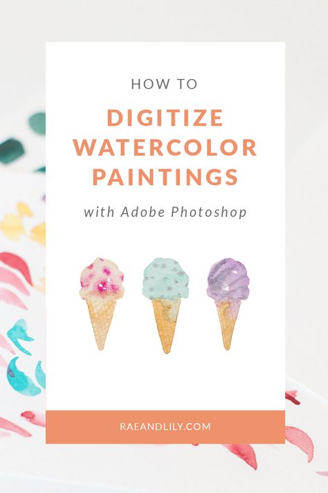 Digitizing Watercolour Paintings How To Digitize Artwork, Selling Watercolor Art, Watercolour Graphic Design, Digitizing Artwork, Digital Watercolor Illustrations, Watercolor Studio, Watercolor Pattern Design, Watercolor Business, Photoshop Watercolor