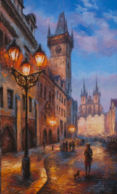 Satija Gallery Prague1 Original Artwork (Free Shipping) Prague Painting, Night Paintings, Prague Old Town, Charles Bridge, Old Paintings, Night Painting, Pastel Painting, Old Art, Bungou Stray Dogs