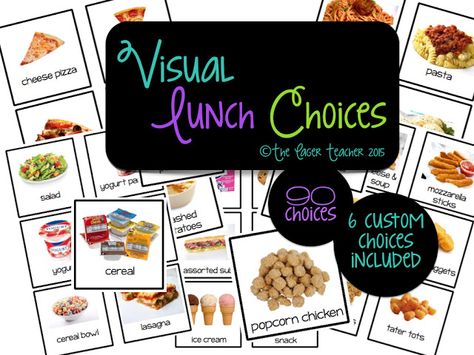 Lunch Choice Board Classroom, Lunch Choice Ideas For Classroom, Lunch Chart, Hot Air Balloon Classroom Theme, Lunch Pics, High School Special Education Classroom, Lunch Count, School Menu, High School Special Education