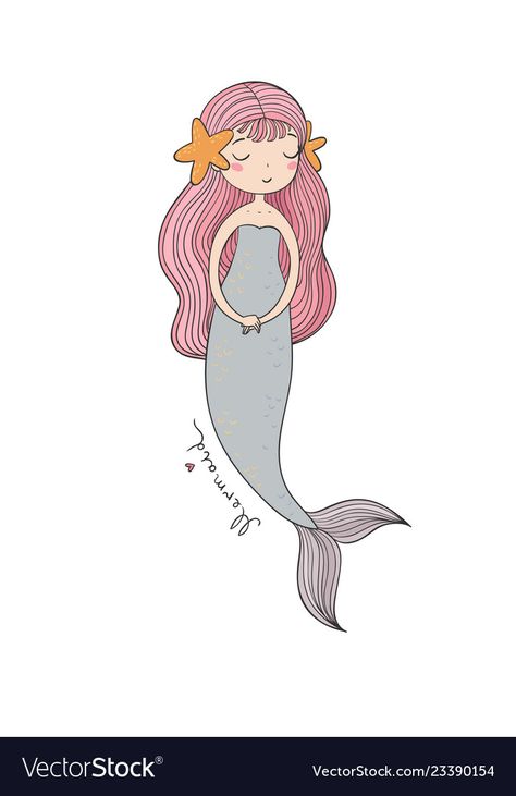 Mermaid Cartoon Drawing, Cute Mermaid Drawing, Mermaid Drawing, Cartoon Mermaid, Mermaid Vector, Mermaid Cartoon, Mermaid Siren, Mermaid Kids, Mermaid Illustration