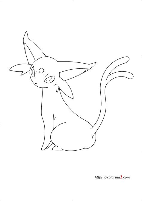 Pokemon Eevee Evolutions - Espeon Coloring Pages - 2 Free Coloring Sheets (2021) Espeon Coloring Page, Eevee Evolutions Coloring Pages, Espeon Art, Espeon Tattoo, Eevee Tattoo, Evee Evolution, Evolution Tattoo, Pokemon Tattoos, Pokémon Birthday