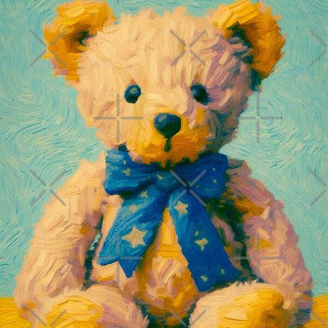 Teddy Bear Oil Painting by Star-Fragment | Redbubble Bear Oil Painting, Star Fragment, Teddy Bear Painting, Bear Paintings, Nursery Art Girl, Cute Teddy Bear, Cute Teddy, Girls Nursery, Finger Painting