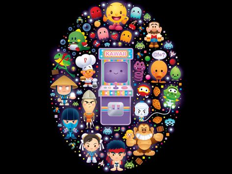 Jarrod Maruyama, Adorable Drawings, Jerrod Maruyama, National Video Game Day, Kawaii Collection, Retro Arcade Games, Paint Inspo, Cup Wraps, Retro Arcade